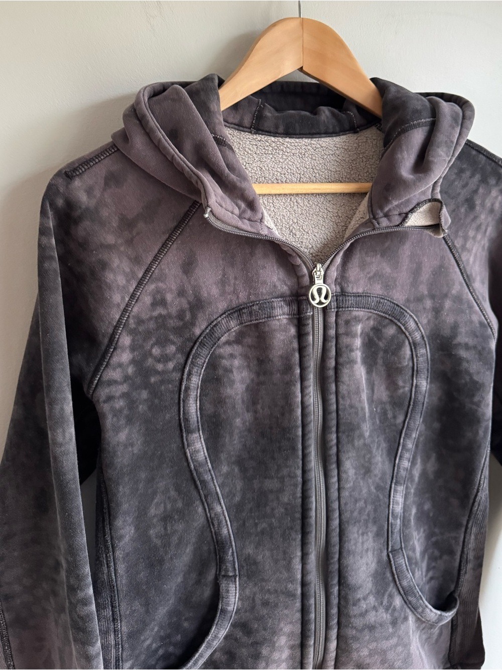 Lululemon Tie-Dye Scuba Hoodie Womens 12 Grey Hooded Full Zip Sweatshirt - Picture 2 of 12